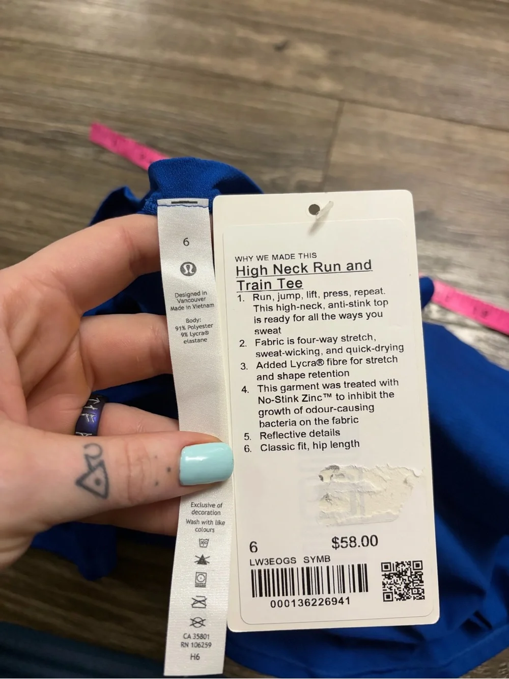 NWT Lululemon High Neck Running and Training T-Shirt (Symphony Blue) Size 6